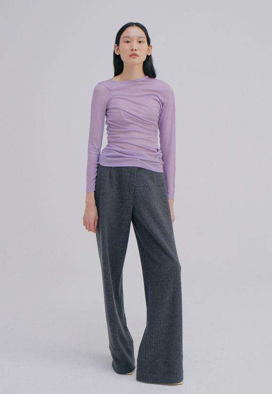  WNDERKAMMER 스트레이트 팬츠 Wnderkammer 언밸런스 웨이스트 팬츠 차콜 - OTHER BRANDS