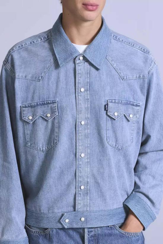  리바이스 데님 자켓 블루 탭 커스텀 톱니형 재킷 랜체로 모지 - LEVI'S