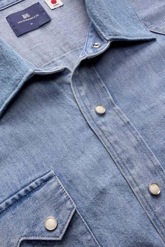  리바이스 데님 자켓 블루 탭 커스텀 톱니형 재킷 랜체로 모지 - LEVI'S