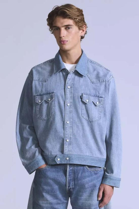  리바이스 데님 자켓 블루 탭 커스텀 톱니형 재킷 랜체로 모지