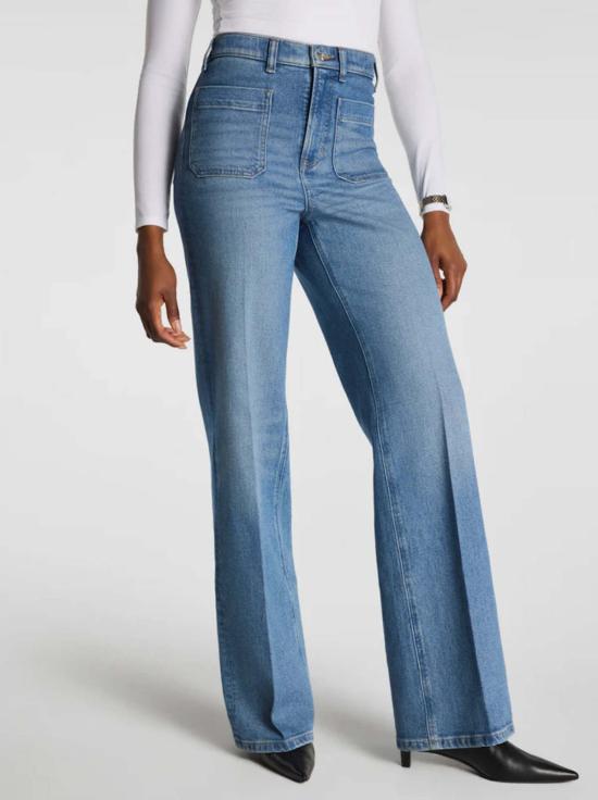  스팽스 데님 팬츠 Spanx 360 Easy Flare Jeans Patch Pocket Elysian