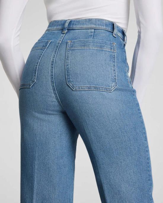  스팽스 데님 팬츠 Spanx 360 Easy Flare Jeans Patch Pocket Elysian - SPANX