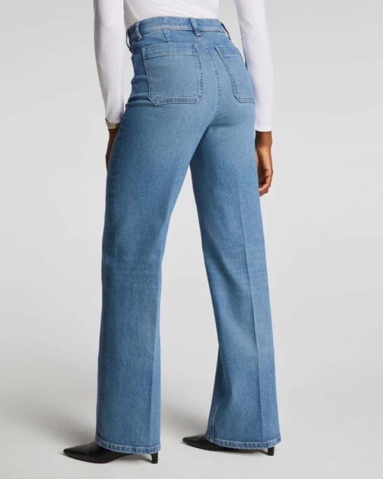  스팽스 데님 팬츠 Spanx 360 Easy Flare Jeans Patch Pocket Elysian - SPANX