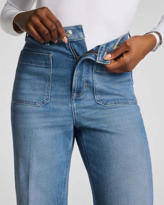  스팽스 데님 팬츠 Spanx 360 Easy Flare Jeans Patch Pocket Elysian - SPANX