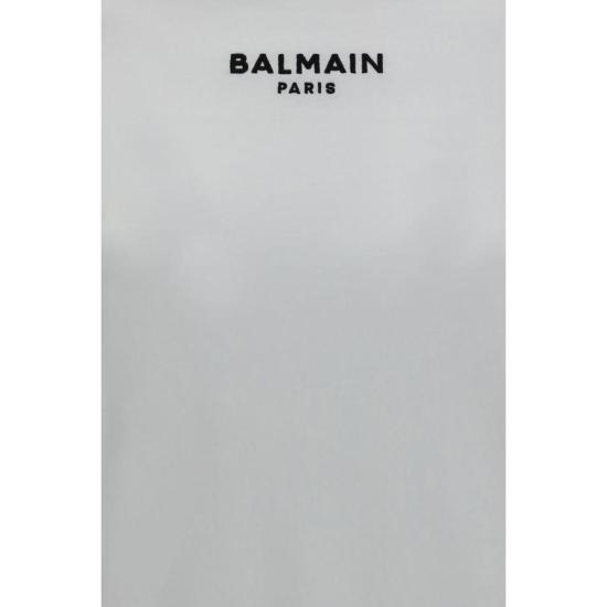  발망 반팔 티셔츠 코튼 로고 티셔츠 화이트 - BALMAIN