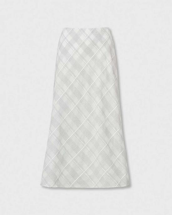  랙앤본 롱 스커트 Rag & Bone Wren 체크무늬 스커트 화이트 체크무늬 - RAG & BONE