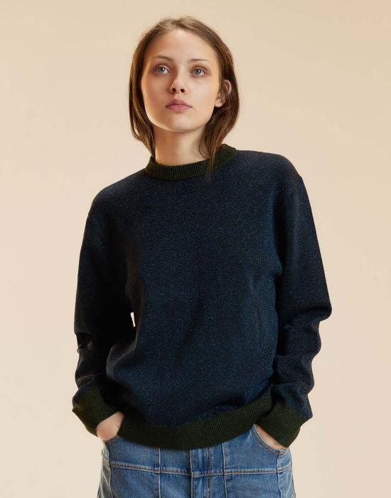 신시아 로리 스웨터 신시아 로울리 메탈릭 니트 크루넥  네이비 - CYNTHIA ROWLEY