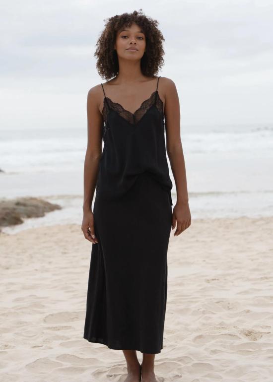  Lilly Pilly 스커트 릴리 필리 라일리 린넨  블랙 - OTHER BRANDS