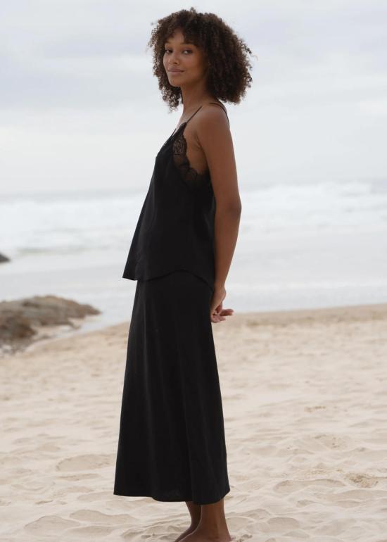  Lilly Pilly 스커트 릴리 필리 라일리 린넨  블랙 - OTHER BRANDS