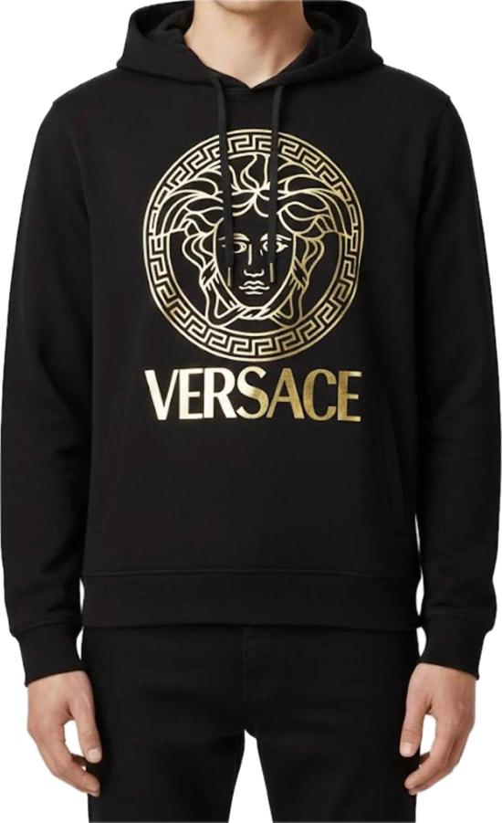 25FW 베르사체 후드 티셔츠 10118531A140572B150 BLACK - VERSACE