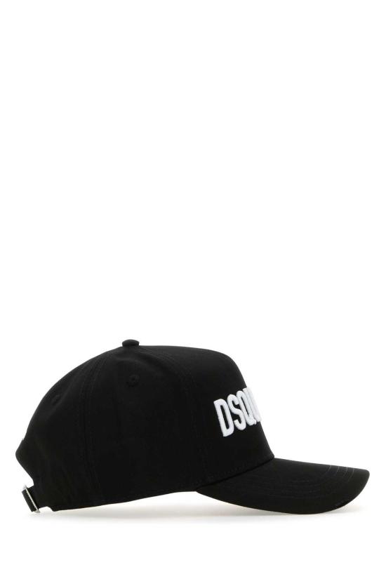  디스퀘어드2 볼캡 Dsquared2 블랙 코튼 베이스볼 캡 블랙/화이트 - DSQUARED2