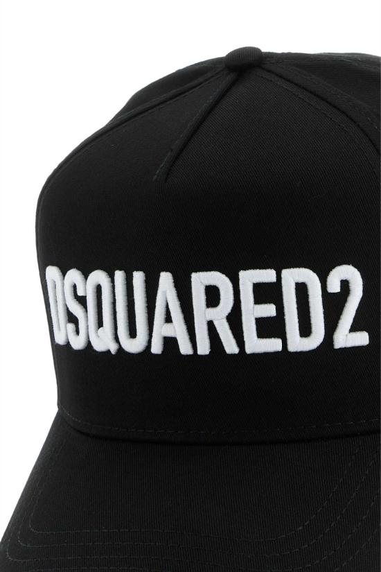  디스퀘어드2 볼캡 Dsquared2 블랙 코튼 베이스볼 캡 블랙/화이트 - DSQUARED2