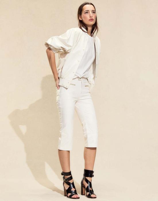  신시아 로리 숏팬츠 신시아 로울리 다운타운 레더 카프리 오프 화이트 - CYNTHIA ROWLEY