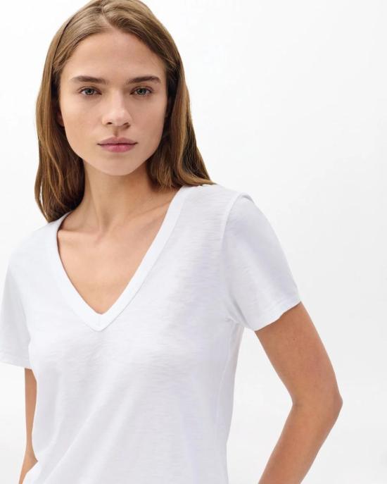  랙앤본 반팔 티셔츠 Rag & Bone 슬럽 비 티셔츠 브라이트 화이트 - RAG & BONE