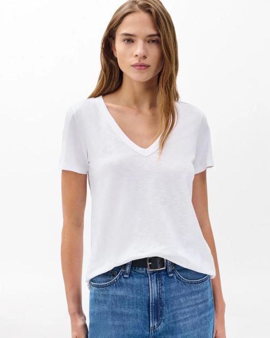 랙앤본 반팔 티셔츠 Rag & Bone 슬럽 비 티셔츠 브라이트 화이트 - RAG & BONE