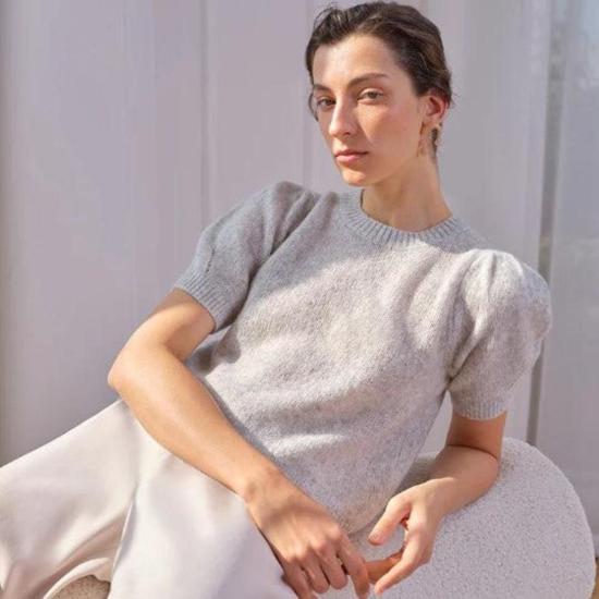  더블유 캐시미어 반팔 티셔츠 W. 캐시미어 아리아 반팔 캐시미어 스웨터 미스트