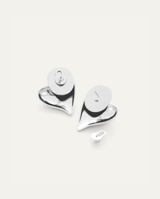 제니 버드 이어링 메가 아트 하트 대칭 버튼 귀걸이 실버 - JENNY BIRD