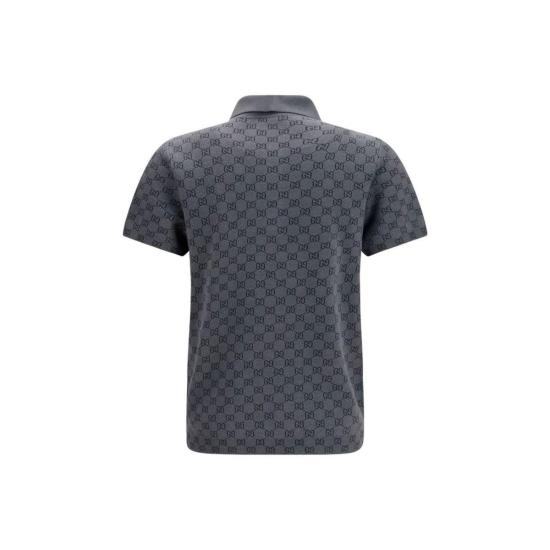  구찌 폴로 티셔츠 GG 자카드 울 오베스 아리에스 폴로 셔츠 그레이 - GUCCI
