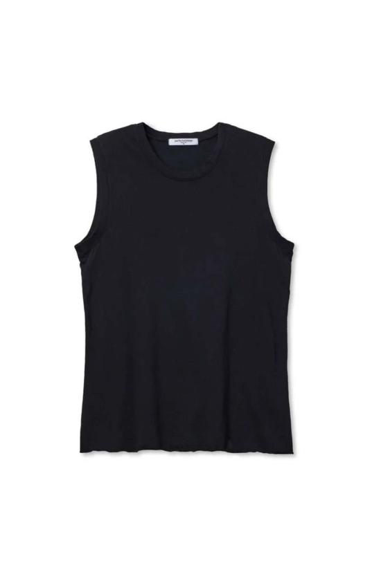  퍼펙트 화이트 티 민소매 티셔츠 페이 코튼 슬리브리스 크루넥 러플 헴 탱크탑 - PERFECT WHITE TEE