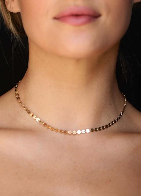  마라 카리조 스칼리세 목걸이/팬던트 마라 디스크 체인 초커 14k 골드 필드 - MARA CARRIZO SCALISE