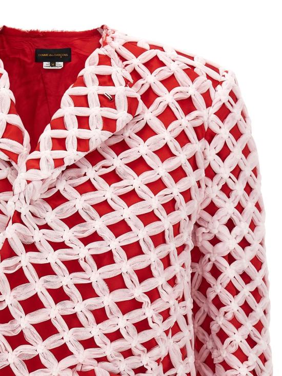  꼼데가르송 수트 자켓 Comme Des Garçons 새틴 효과 비대칭 블레이저 멀티컬러 - COMME DES GARCONS