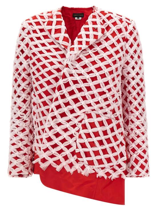  꼼데가르송 수트 자켓 Comme Des Garçons 새틴 효과 비대칭 블레이저 멀티컬러