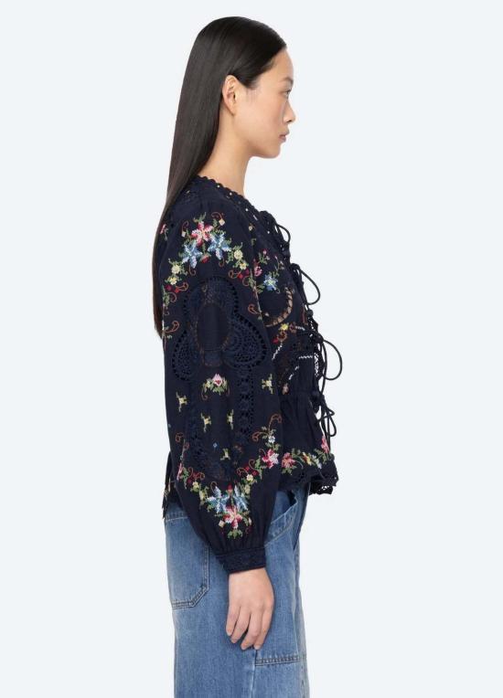  씨뉴욕 긴팔 티셔츠 Sea Ny Edwina L/S 탑 네이비 - SEA NY