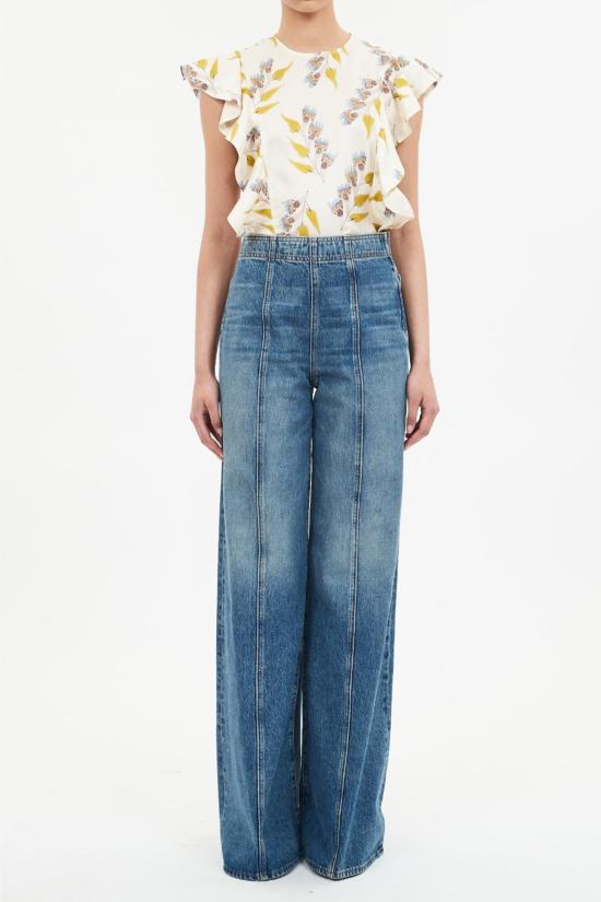  울라 존슨 데님 팬츠 Ulla Johnson Bianca 와이드 레그 진 다뉴브 - ULLA JOHNSON