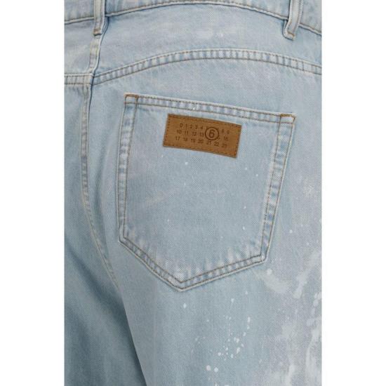  MM6 메종마르지엘라 데님 팬츠 Mm6 메종 마르지엘라 코튼 스트레이트 레그 진 블루 - MM6 MAISON MARGIELA