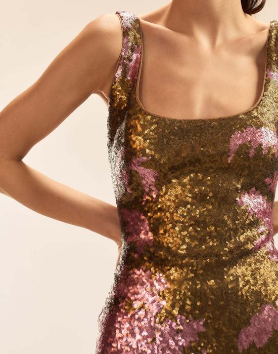  신시아 로리 숏 원피스 신시아 로울리 골든 아워 시퀸 드레스 카라멜 - CYNTHIA ROWLEY