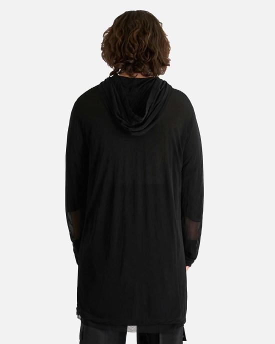  릭 오웬스 후드 티셔츠 티셔츠 후드 블랙 - RICK OWENS