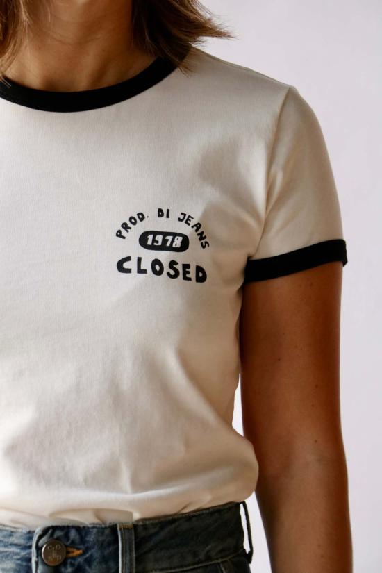 클로즈드 반팔 티셔츠 슬림 티셔츠 아이보리 - CLOSED