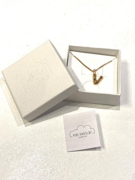  비브 하슬로프 목걸이/팬던트 바이브 하슬로프 풍선 글자 펜던트, 18K 금도금 스털링 실버 925
