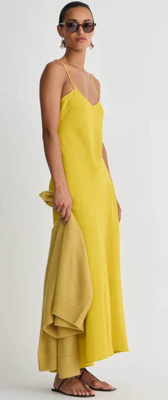  어피스 어파트 롱 원피스 Apiece Apart Kasimira Bias Slip Dress Goldenrod - APIECE APART