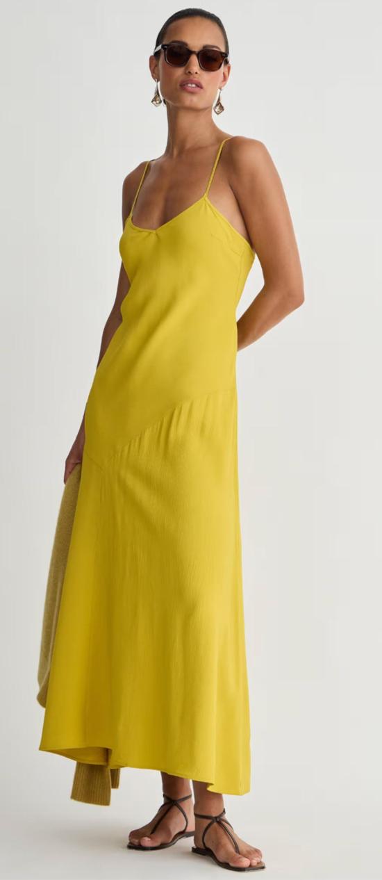  어피스 어파트 롱 원피스 Apiece Apart Kasimira Bias Slip Dress Goldenrod