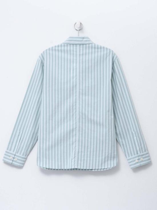  메종키츠네 셔츠 메종 키츠네 오버 아이스 블루 스트라이프 - MAISON KITSUNE