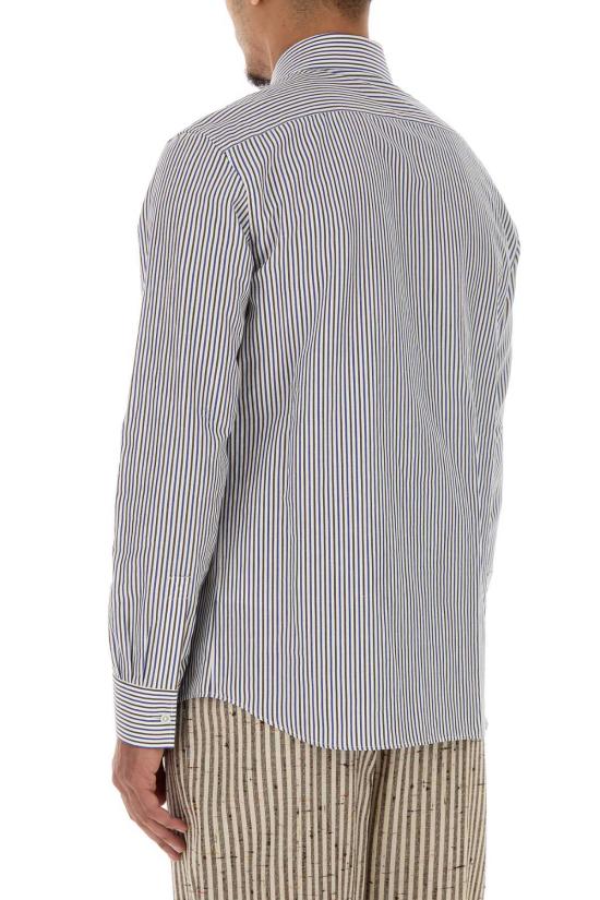  보테가베네타 셔츠 보테가 베네타 자수 코튼 블렌드 셔츠 블루레드 - BOTTEGA VENETA