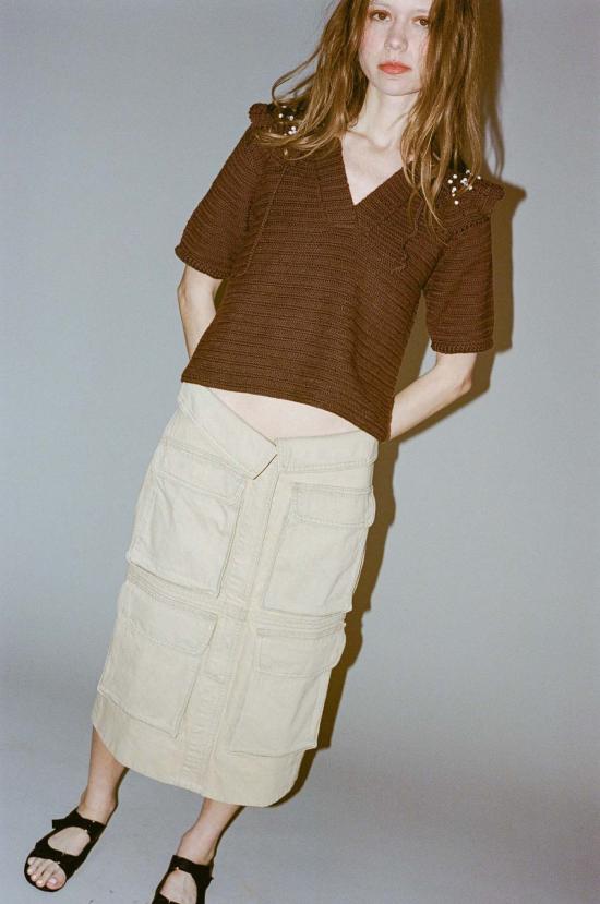  레이첼 코미 반팔 티셔츠 비 탑 초콜릿 - RACHEL COMEY