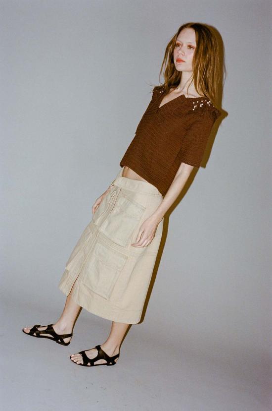  레이첼 코미 반팔 티셔츠 비 탑 초콜릿 - RACHEL COMEY