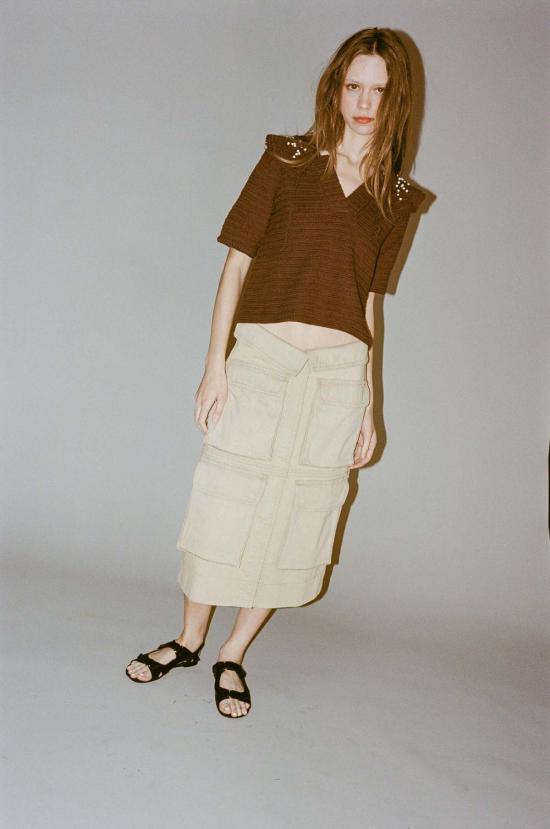  레이첼 코미 반팔 티셔츠 비 탑 초콜릿 - RACHEL COMEY