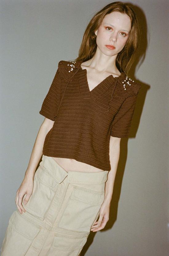  레이첼 코미 반팔 티셔츠 비 탑 초콜릿