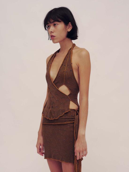  Gauntlett Cheng 블라우스 건틀렛 쳉 도트 케이블 탱크 머스타드/블루 - OTHER BRANDS