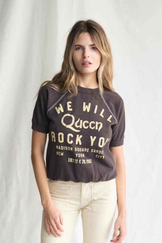  피플 오브 레이저 스웨터 People Of Leisure Queen We Will Rock You 래글런 크루넥 스웨트셔츠 빈티지 블랙 - PEOPLE OF LAISURE