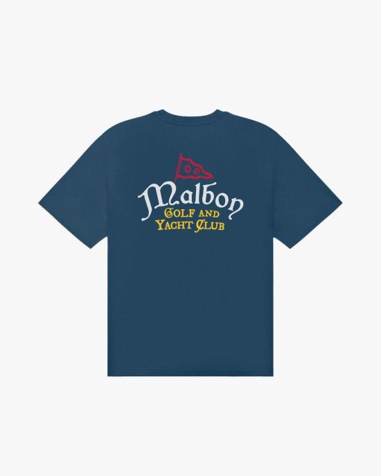  말본 반팔 티셔츠 골프 버뮤다 요트 클럽 티 네이비 - MALBON
