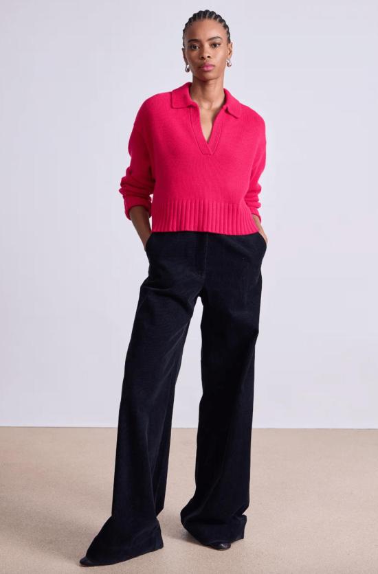  어피스 어파트 스웨터 Apiece Apart Split Neck Henley Sweater Cerise