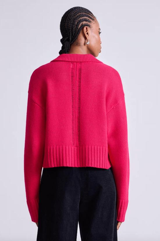  어피스 어파트 스웨터 Apiece Apart Split Neck Henley Sweater Cerise - APIECE APART