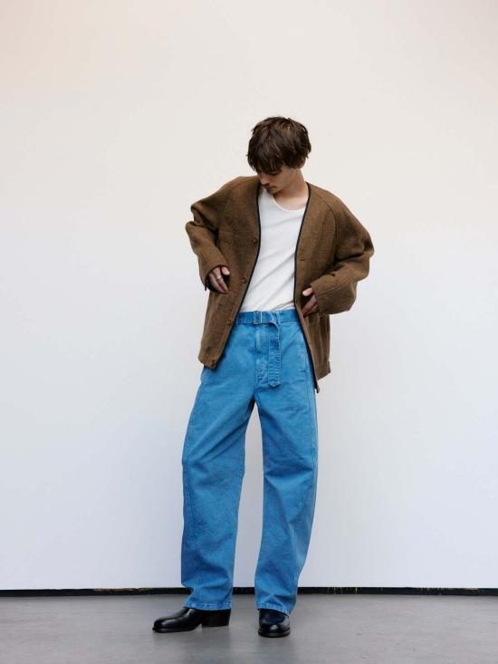  르메르 스트레이트 팬츠 트위스트 벨티드 팬츠 데님 스노우 블루 - LEMAIRE