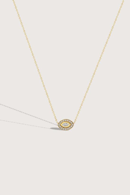  조에 치코 목걸이/팬던트 조이 치코 마퀴즈 다이아몬드 할로 목걸이 옐로우 골드