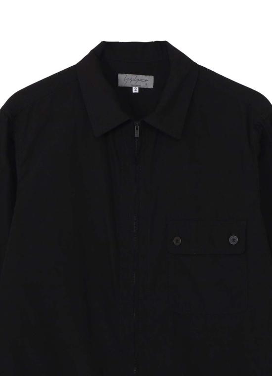26SS 요지 야마모토 긴팔 셔츠 체인 스티치 지퍼 오픈 셔츠 블랙 - YOHJI YAMAMOTO
