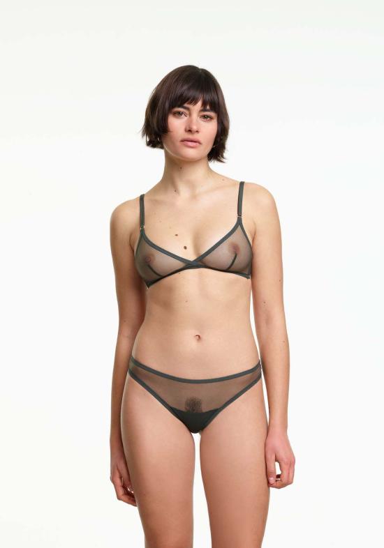  야스민 에슬라미 팬티 잔느 베이직 메쉬 끈 블랙 포레스트 - YASMINE ESLAMI